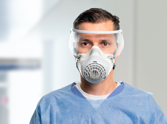 Nurse wearing the AirBoss100 Half Mask Respirator