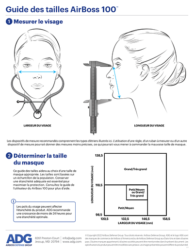 Couverture de la brochure Guide des tailles du demi-masque AirBoss 100